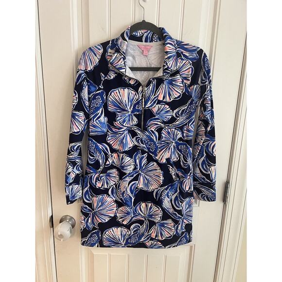Lilly‎ Pulitzer UPF 50+ Popover Skipper dress Bright Navy In Reel Life XS XSmall - Picture 1 of 7
